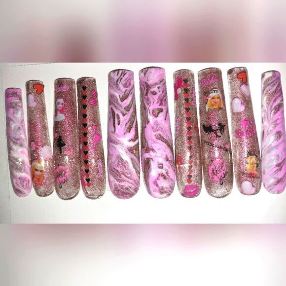 Hand crafted custom10pc acrylic press on nails sz large - Picture 7 of 7